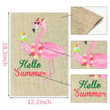 WATINC Hello Summer Garden Flag Flamingo with Wreath Flowers House Flag Double Sided Burlap Welcome Summer Party Decorations Seasonal Holiday Flag for Outdoor Yard 12.2 x 18.3 Inch