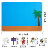 WATINC 42Pcs Jesus Crucifixion Resurrection Felt Board Story Set 3.5Ft He is Risen Storytelling Flannel Easter Religious Nativity Jesus Birth Party Supplies Play Kit Wall Hanging Gift for Toddlers