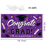 WATINC Congrats Grad Backdrop Banner 2022 Graduation Decorations 78" x 45" Extra Large and Purple Black Background We are Proud of You Cap Diploma Party Supplies for Indoor Outdoor Photo Booth Props