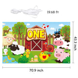 WATINC Farm Animals First Birthday Backdrop One Year Old Photo Booth Props Farmhouse Barnyard Background Banner Baby Shower Polyester Poster Party Decorations for Photography Studio 71x43 Inches