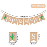 WATINC 1Pcs Cactus Summer Burlap Banner, Hanging Bunting Garland with Cactus Printing for Birthday Party, Summer Themed Décor, Summer Holiday Party Favor, Photo Props Home Decor for Mantle Fireplace