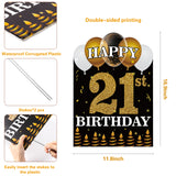 WATINC Happy 21st Birthday Yard Sign with Metal Stakes Double Sided Printing Large Waterproof Lawn Signs Gold White Balloons Black Outdoor Party Decorations for 21 Years Old Boys Girls 11.8 x 16.9 in