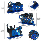 WATINC 3pcs Graduation Table Decorations for Congratulations Party, Black Blue Glitter Wooden Centerpiece Sign for Congrats Grad Party, Class of 2022 Ornament For Graduation Party Supplies Photo Props