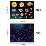 WATINC 48Pcs Outer Space Stickers Make Your Own 9 Planets Solar System Sticker Scenes Educational and Learning Activities Party Games Classroom Supplies DIY Art Craft Project for Kids Ages 2-4 4-8