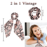 WATINC 10 Pcs Leopard Hair Scrunchies Snake Printed Chiffon Scrunchie Scarf 2 in 1 Vintage Animal Polka Dot Ponytail Holder Hair Ties with Bows Hair Scrunchy Accessories Ropes for Women