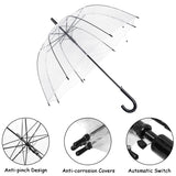 WATINC 18 Pack 46 Inch Clear Bubble Umbrella Large Canopy Transparent Stick Umbrellas Auto Open Windproof with European J Hook Handle Outdoor Wedding Style Umbrella for Adult Visit the WATINC Store
