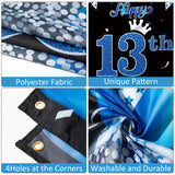 WATINC Happy 13th Birthday Backdrop Banner Blue Black Extra Large Background Official Teenager Balloons Ribbons Party Decorations Supplies Indoor Outdoor Photo Booth Props for Boys Girls 78 x 45 Inch