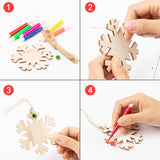 WATINC 186Pcs Christmas Wooden Ornaments Unfinished, Christmas Theme Hang Tags with Twine Rope, Hanging Cutouts Wooden for Christmas Party Favor,DIY Craft Party Gift for Kids with Jingle Bells Markers