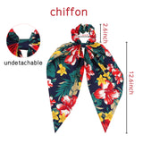 WATINC 8 Pcs Bowknot Hair Scrunchies Bohemian Chiffon Floral Scrunchie Scarf Hair Ties Ponytail Holder with Bows Flower Pattern Hair Scrunchy Accessories Ropes for Women