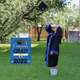 WATINC Graduation Yard Sign with Metal Stakes Congrats Grad Class of 2022 Double Sided Printing Waterproof Blue Lawn Signs Party Decorations Supplies Photo Props for Outdoor Garden 11.8 x 16.9 Inch