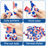 WATINC 25 Pack Independence Day Wooden Ornaments, Hanging Wooden Pendants for 4th of July Party Supplies, Red White Blue Patriotic Gnomes Shaped Cutouts Tree Pendant for USA Patriotic Party Decoration