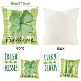 WATINC 4Pcs St. Patrick’s Day Throw Pillow Covers Irish Kisses Pinch Me 17 March  Lucky Checked Decorative Cushion Cases Saint Patty’s Day Party Pillowcases for Farmhouse Sofa Home 18 x 18 In