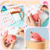 WATINC Set of 4 Cute Animal Needle Felting Starter Kit Frog Chick Bee Narwhal Animal Doll Wool Felting Tools Felt Needles Foam Mat DIY Needlework Craft Party Supplies for Beginners Adults Kids