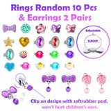 WATINC 29Pcs Princess Jewelry Toys Pretend Play Set Ballet Skirt Mermaid Scale Handbag Crown Necklaces Adjustable Rings Earrings Bracelets Wands Girl’s Tutu Dress Up Accessories Glitter Party Supplies