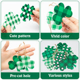 WATINC 25 Pack Clover Wooden Ornament, Classic Styles of St. Patrick’s Day Hanging Wooden Pendant, Clover Shaped Cutouts Tree Pendant for Celebrate Irish Day Party,Saint Patty’s Day Home Hanging Decor