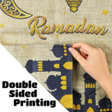 WATINC Ramadan Mubarak Garden Flag Welcome Ramadan Kreen House Flags Eid Mubarak Decorative Burlap Seasonal Flag with Double Sided Moon Lamp Decor for Indoor Outdoor Yard Decorations 18.2 x 12.4 In