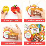 WATINC 31PCS Teacher Appreciation Wooden Ornaments, Graduation Celebration Hanging Pendants Decoration Thanksgiving Party Favor, End of The Year Back to School Present for Classroom Decor (10 Styles)