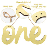 WATINC One Wooden Sign Gold One Cutout Letter 1st Birthday Party Decorations Baby Shower Wall Decor Table Display Chair Banner 1 Year Old Photo Props Art Wood Hanging Ornaments Gift for Boys Girls