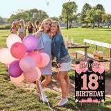 WATINC Happy 18th Birthday Yard Sign Double Sided Printing Large Waterproof Rose Gold Lawn Signs with Metal Stakes 18 Years Old Glittery Birthday Party Decorations for Girls Outdoor 11.8 x 16.9 Inch