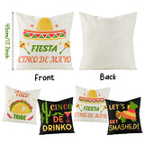 WATINC 4Pcs Cinco De Mayo Fiesta Sombrero Throw Pillow Covers Let’s Get Smashed Drinko Taco Tribe Cushion Cases Linen Cloth Mexican Party Pillowcase Decoration for Sofa Home Car Couch 18 x 18 Inches