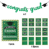 WATINC Graduation Green Black Candy Bar Sign Banner Set, Glitter Congrats Grad Banner and Tent Cards with Big Poster for 2021 Graduation Party Decor, Grad Party Favors Supplies for Buffet Bubbly Bar