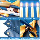 WATINC Happy Hanukkah Backdrop Banner Extra Large Blue and Gold Chanukah Menorah Dreidel Hexagram Grid Jewish Themed Party Festival Holiday Background Supplies for Wall Indoor Outdoor 78 x 45 Inch