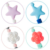 WATINC 4pcs Animal Silicone Pacifier Clip Baby Teething Toys, Infant Teether Clip, Silicone Rose Pacifier Clips Baby Girl, Star Teether Beads Teething Relief Toys for Baby, Chewable Pacifier Toys