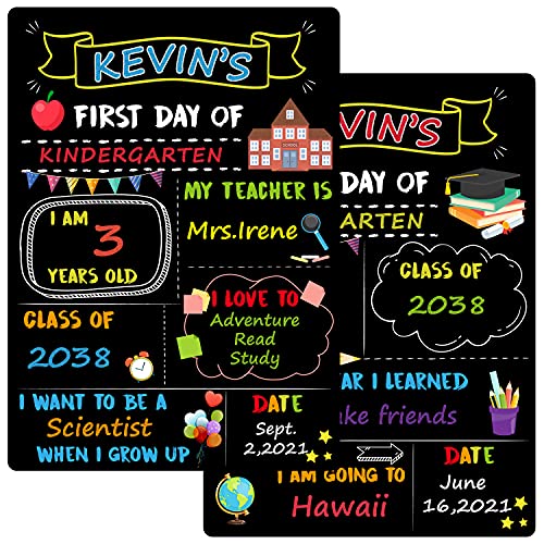 WATINC School First and Last Day of School Chalkboard Style Photo Props, Reusable Easy Clean Chalkboard Signs, Large Double-Sided Wooden Colorful Blackboard for Commemorate Back to School Supplies