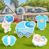 WATINC Set of 5 IT’S A Boy Yard Signs with Plastic Stakes Welcome Home Oh Baby Large Waterproof Single Sided Printing Lawn Sign Baby Shower Gender Reveal Party Decorations Supplies for Outdoor Garden