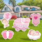 WATINC Set of 5 IT’S A Girl Yard Signs with Plastic Stakes Welcome Home Oh Baby Large Waterproof Single Sided Printing Lawn Sign Baby Shower Gender Reveal Party Decorations Supplies for Outdoor Garden