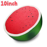 WATINC 10inch Jumbo Squeeze Toy, Large Watermelon Squeeze Toy, Birthday Gift for Kids, Giant Simulation Cute Fruit Squeeze Toy for Collection, Decorative Props, Stress Relief, Bonus Cat Squeeze Toy