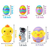 WATINC 6Pcs Easter Jumbo Squeeze Toys, Kawaii Cream Scented Bunny Chick Egg Squeeze Toy for Kids, Colorful Easter Egg Ornament, Squeezable Sensory Slow Rising Stress Relief Toy, Easter Basket Stuffers