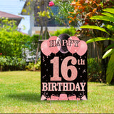 WATINC Happy 16th Birthday Yard Sign Double Sided Printing Large Waterproof Rose Gold Lawn Signs with Metal Stakes Sweet Sixteen Glittery Birthday Party Decorations for Girls Outdoor 11.8 x 16.9 Inch