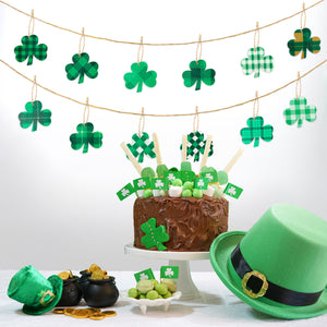 WATINC 25 Pack Clover Wooden Ornament, Classic Styles of St. Patrick’s Day Hanging Wooden Pendant, Clover Shaped Cutouts Tree Pendant for Celebrate Irish Day Party,Saint Patty’s Day Home Hanging Decor