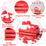 WATINC Valentine’s Day Tiered Tray Decor Mini Crate Set Happy Valentine’s Day Felt Hearts Artificial Flowers Petals Valentines Day Wooden Signs Decorations Ornaments for Farmhouse Dining Table Home