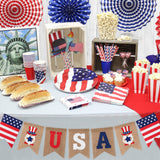 WATINC 2pcs 2021 Independence Day Burlap Banner with Patriotic Flag for 4th of July Party Supplies, USA Freedom Red Blue White Themed Hanging Bunting Garland for Indoor Home Photo Props Decoration