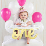 WATINC One Wooden Sign Gold One Cutout Letter 1st Birthday Party Decorations Baby Shower Wall Decor Table Display Chair Banner 1 Year Old Photo Props Art Wood Hanging Ornaments Gift for Boys Girls