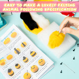 WATINC Set of 4 Cute Animal Needle Felting Starter Kit Frog Chick Bee Narwhal Animal Doll Wool Felting Tools Felt Needles Foam Mat DIY Needlework Craft Party Supplies for Beginners Adults Kids