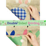 WATINC 2Pcs Happy Easter Garden Flags Welcome Peeps House Flag with Buffalo Check Plaid Rabbit Eggs Bunny Burlap Double Sided Indoor Party Decor for Celebration Festival Home Outdoor 12.4 x 18.3 Inch