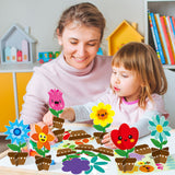 WATINC 32 Packs Spring Flower Craft Kits Make Your Spring DIY Flowers Craft Set Sun Mouth Eyes Stickers Springtime Mother’s Day Flowers Decorations for Kids Boy Girl Home School Fun Activities