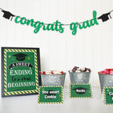 WATINC Graduation Green Black Candy Bar Sign Banner Set, Glitter Congrats Grad Banner and Tent Cards with Big Poster for 2021 Graduation Party Decor, Grad Party Favors Supplies for Buffet Bubbly Bar