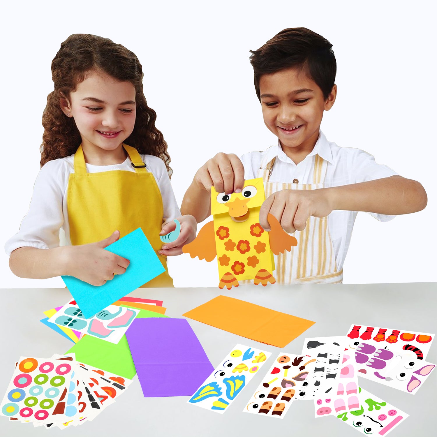 WATINC 6Pcs Hand Puppet Making Kit for Kids Art Craft Felt Sock