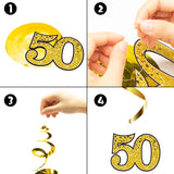 WATINC 42pcs 50th Black Gold Party Decorations for Men Women, 50 years Happy Birthday Banner Party Supplies Anniversary Decorations, 50th Birthday Cake Sparkling Party Balloon Celebration Hat & Gift