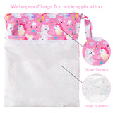 WATINC 4 Pack Cloth Diaper Wet Dry Bags Waterproof Reusable Zippered Pockets for Baby Diaper Wet Soiled Clothes, Washable Bags for Baby Daycare Stuff, Wet Bags for Swimsuits Gym Yoga Pool Travel Beach