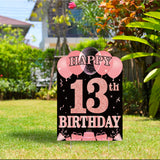 WATINC Happy 13th Birthday Yard Sign Double Sided Printing Large Waterproof Rose Gold Lawn Signs with Metal Stakes Birthday Party Decorations for Official Teenagers Girl Outdoor 11.8 x 16.9 Inch