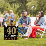 WATINC Happy 40th Birthday Yard Sign with Metal Stakes Large Waterproof Lawn Signs Gold White Balloons Black 40 Years Anniversary Outdoor Party Decorations 11.8 x 16.9 in