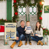 WATINC Happy Hanukkah Garden Flag Burlap Chanukah Menorah Dreidel Hexagram Grid Vertical Double Sided House Flag Winter Jewish Holiday Festival Party Decorations Supplies for Lawn Outdoor 12 x 18 in