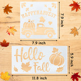 WATINC 12Pcs Fall Stencils Kit, Fall Happy Yall Words,Pumpkin Leaf Harvest Drawing Stencils,Thanksgiving Day Decoration for Home,DIY Porch Sign Painting Stencils, Cutout Painting Mold on Wood Paper