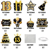 WATINC 10pcs 13th Happy Birthday Decoration Door Banner Porch Signs Party Supplies, Hanging Signs Kit Wall Decor Birthday Favor Balloon Cake Candle Hat Party Photo Booth for 13 Year Old Teens Boy Girl