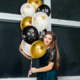 WATINC 36Pcs 18th Birthday Latex Balloons, 12inch Black Gold White Balloon for Official Teenager Happy 18th Birthday Decorations, Anniversary Party Supplies,18th Party Sign for 18 Years Old Boys Girls